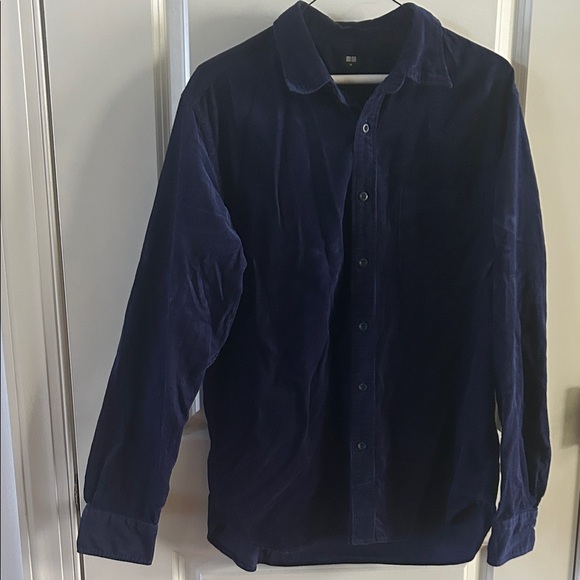 UNIQLO Blue Corduroy Long-Sleeve Work Shirt M - Picture 1 of 6